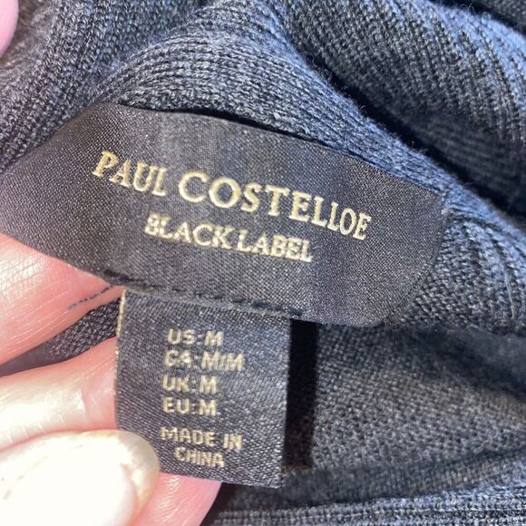 Paul Costelloe BLACK LABEL Midi Dress M Dark Grey Marino Wool Acrylic Cowl Neck - Picture 10 of 10